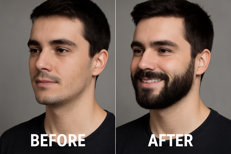 Before and after beard growth results