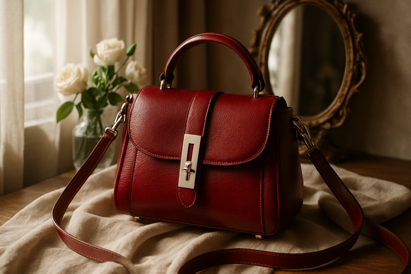 Enhanced Burgundy Leather Handbag