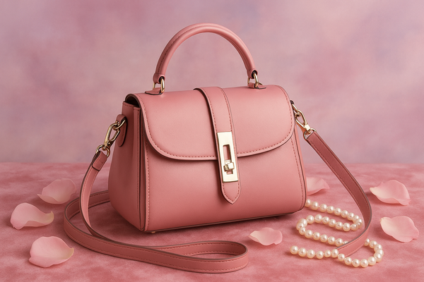 Enhanced Pink Leather Handbag