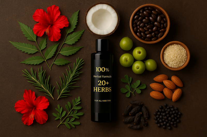 Natural ingredients flat lay composition